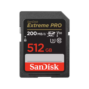 Cartela de Memorie SDXC Sandisk 512GB Extreme Pro UHS-I V30 Read: 200Mb/s, Write: 90Mb/s
